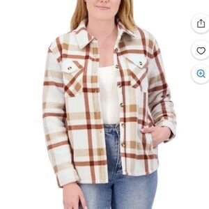 NWT Sage Ladies's Plush Shirt Jacket Long Sleeve Button down Copper J1